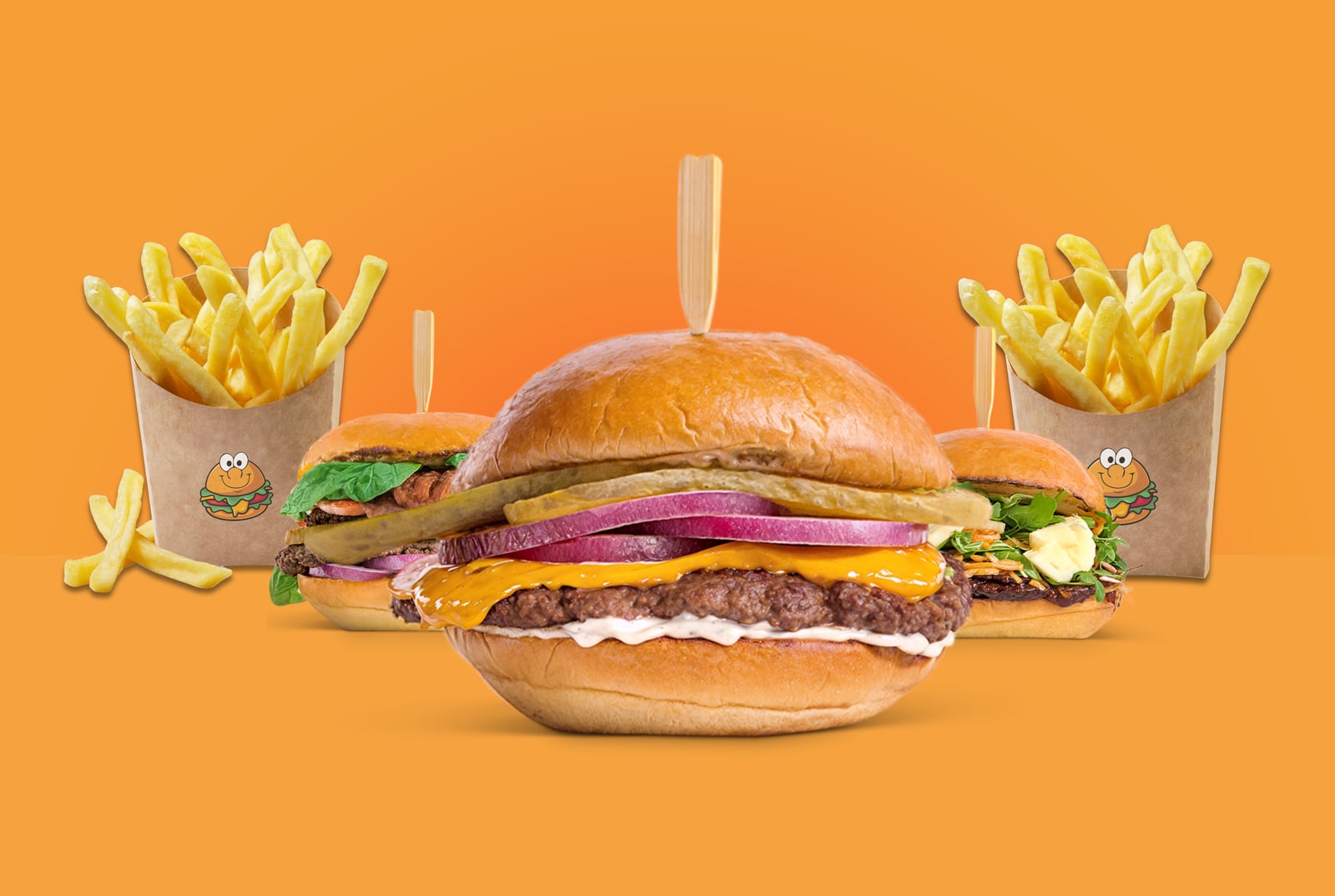 Happy Buns burger ve patates kızartması