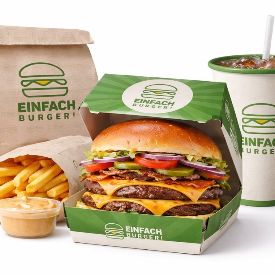 Einfach Burger burger menü: burger, patates kızartması ve içecek